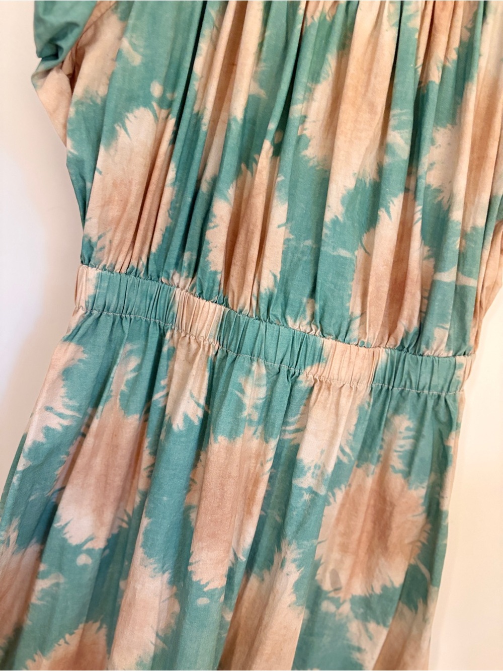 Ulla Johnson Nanette in Calcite Teal and Beige Midi Dress - Picture 3 of 3